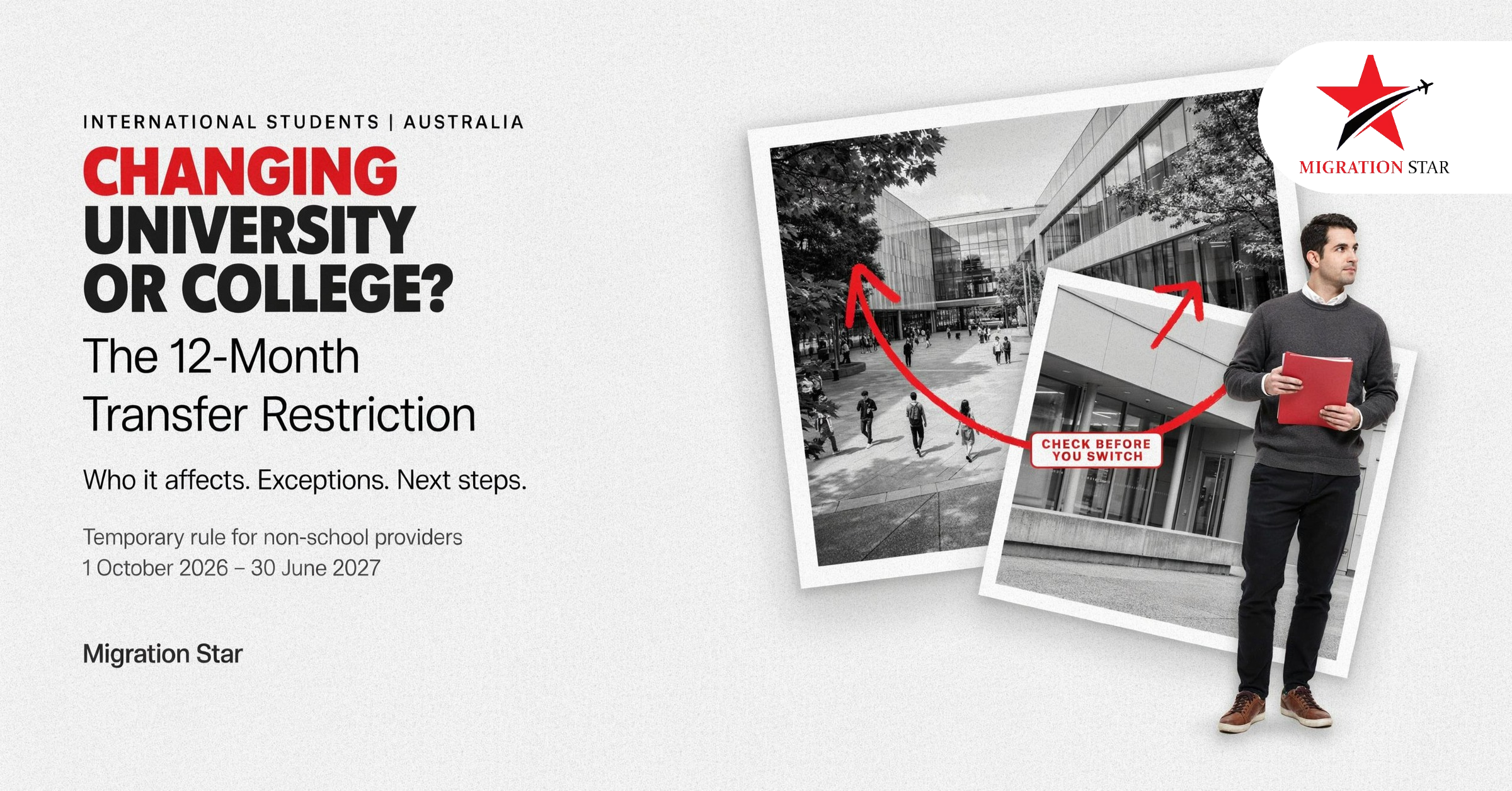 International student considering how to change education provider under the new 12-month transfer restriction in Australia