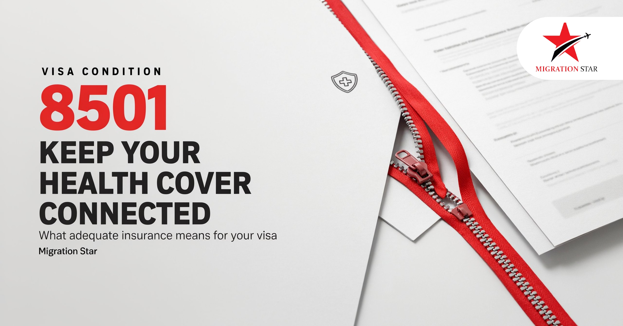 Student reviewing paperwork about visa condition 8501 health insurance requirements at a desk in Brisbane