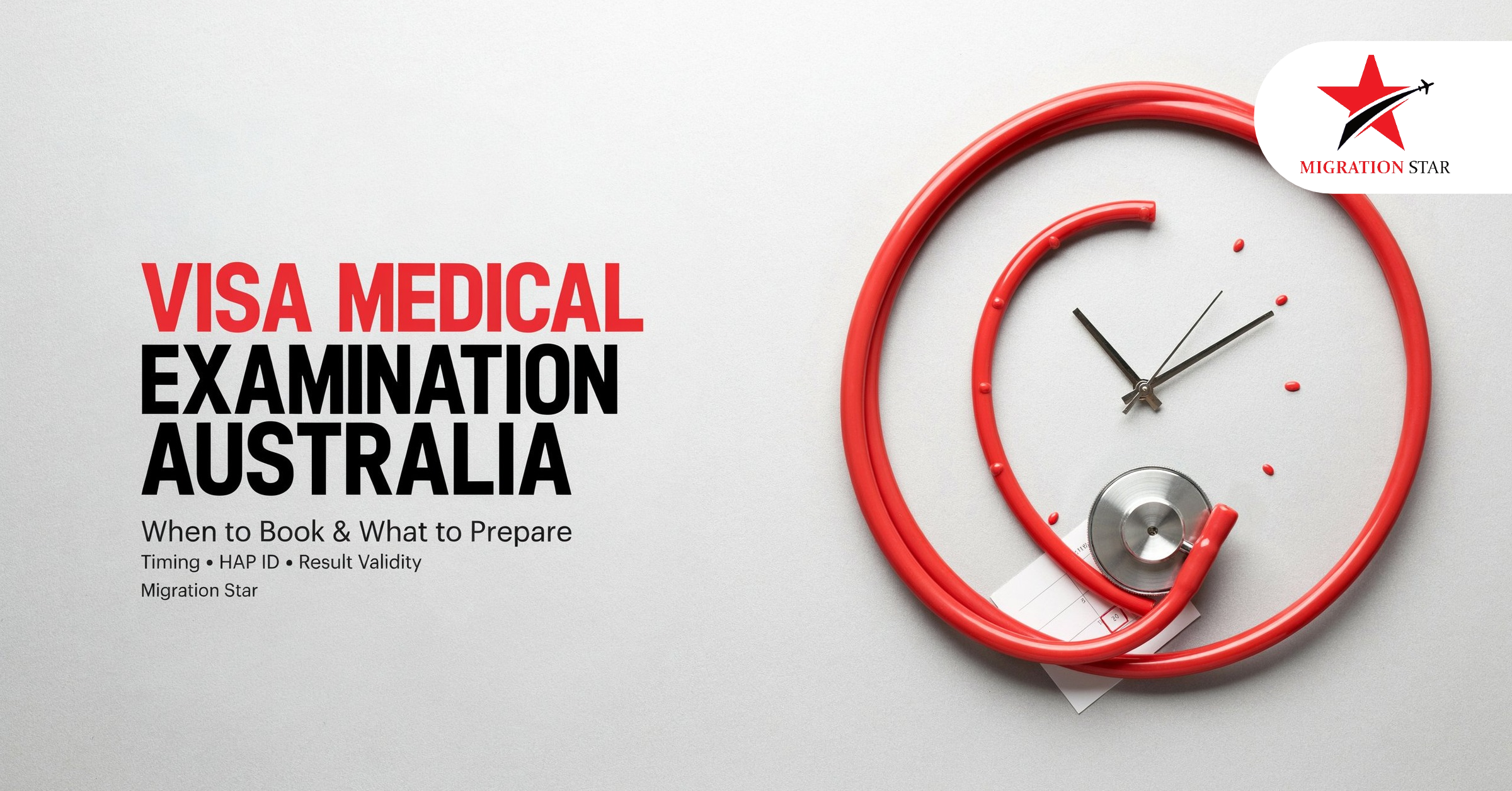Doctor and patient discussing a visa medical examination in Australia with a passport and forms on the desk