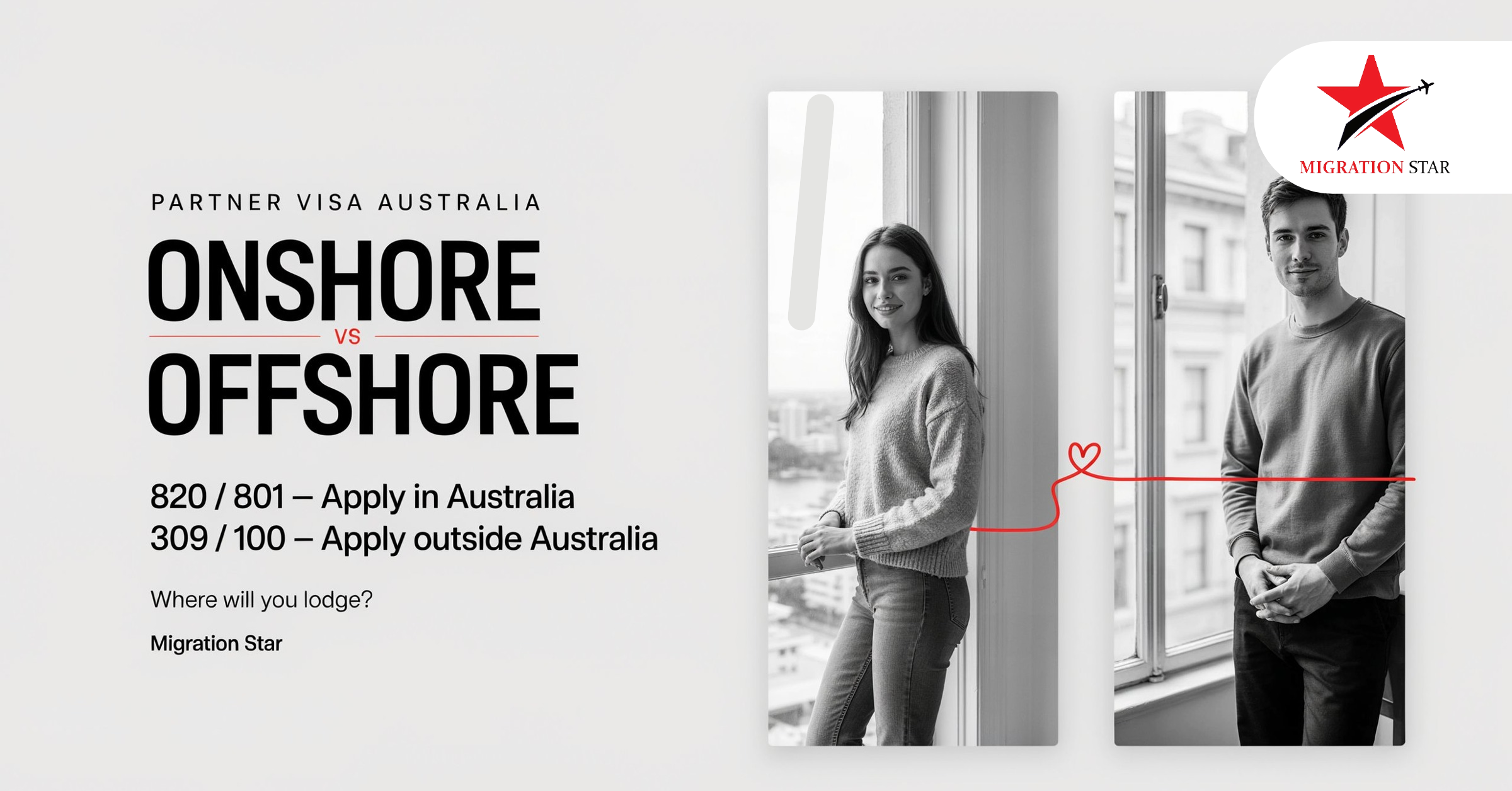 Couple reviewing documents together to decide on an onshore vs offshore partner visa Australia application